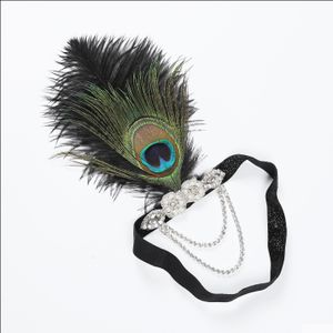 Spinki do włosów Art Deco 20th Century Peacock Feather Heakddress Gatsby Opaska na głowę Drop dostawa 2021 Włosy biżuterii Dhseller2010 DHZH1