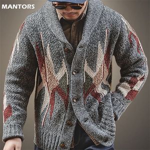 Men's Jackets Knit Winter Cashmere Wool Cardigan Fashion Jacquard Knitted Sweater Thick Warm Coats High Quality 220907