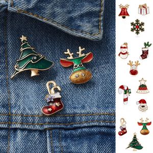 3PCS Neue Jahr Weihnachten Brosche Set Für Frauen Mode Schneemann Santa Claus Baum Deer Hut Strass Emaille Nette Schmuck kinder Geschenke