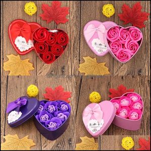 Flores decorativas grinaldas de sabão artificial Originalidade Rose Love Heart Compoled Recipiente fofo Prático Flor dos namorados DHL0S