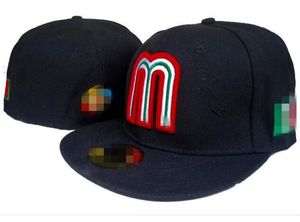 México Gorras ajustadas Letra M Hip Hop Tamaño Sombreros Gorras de béisbol Adulto Pico plano para hombres Mujeres Cerrado por completo H12