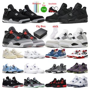 with box Military Black 4 men basketball shoes Black Cat 4s Fire Red Thunder White Oreo Dark Mocha Hyper Royal womens mens trainers sports sneakers tennis