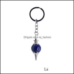 Nyckelringar Natural Stone Crystal Ball Pendum Key Chain Accessories Keychain Turquoise Lapis Lazi For Women Spring Bag Cha Dhseller2010 Dhnty