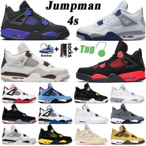 2022 Высочайшее качество Jumpman 4 Мужские баскетбольные кроссовки High OG 4s Violet Ore Midnight Navy University Pink Blue Thunder Мужские женские кроссовки Кроссовки Размер 36-47