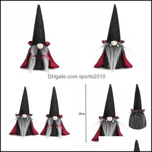 Party Favor Halloween Accessories Ghost Festival Party Supplies Decorate Prop Cloth Dwarf Black Witch Cloak Hat Faceless Bearded Doll Dhebg