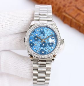U1 luksusowy zegarek dla kobiet niebieski wybieranie mm wzór kwiatowy mały okno wypukły soczewki powiększony kalendarz Montre de lukse