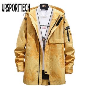 Herren Trenchcoats Lange Herrenjacke Hoodies Übergroße Jacken Herren Hip Hop Windjacke Lose Herren Kapuze Streetwear Männliche Trenchcoats Jacke 220906