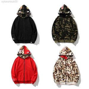 Hoodie Brand b a p e Tide Joint Shark Camouflage Printed Owl Double-sided Hooded Zipper Sweater Jacket