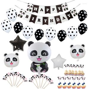 Partydekoration Panda Geburtstagsdekorationen Kinder Stern Folienballons Babyparty Happy Banner Cupcake Topper