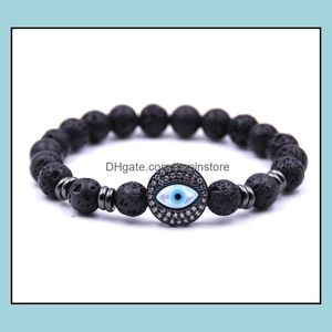 Perlenstränge Friedman Lava Vulkanstein Teufelsauge Armband Herren und Damen Ätherisches Öl Diffusion Yoga Paar Schmuck Drop Del Dhtuy