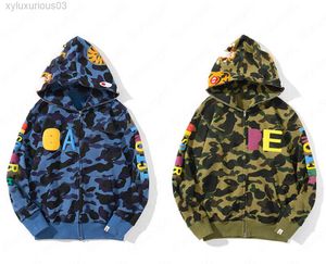 Kapuzenpullover für Herren, hochwertig, japanische Marke Ape-Man Head Shark Joint Tiger Foam Letter Camouflage Pullover Reißverschlussjacke