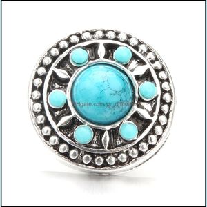 Other Snap Button Jewelry Components Resin Turquoise 18Mm Metal Snaps Buttons Fit Bracelet Bangle Noosa Drop Delivery 202 Dhseller2010 Dh2Cu