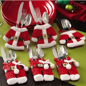 クリスマスの装飾素敵な小さな装飾カトラリースーツシルバーウェアホルダーポケットナイフフォークスノーマンディナーホームキャンディバッグ