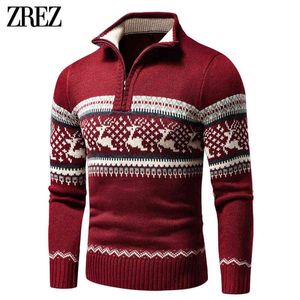 Męskie swetry mężczyźni 2022 Autumn Nowy swobodny żakard pół zip polo polo swetra sweter menu menu zimowe długi rękaw Sweter Sweter Pullover Mężczyźni T220906