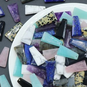Natürliche Kristall Stein Trapez Charms Rosenquarz Labradorit Amethyst Lapis Lazuli Anhänger Diy Halskette