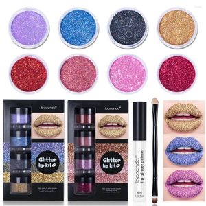 Lip Gloss 6pcs/set Glitter Set Double-Headed Brush Primer Powder Long-Lasting Waterproof Sweatproof Lipstick