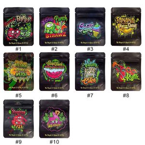 fiore mylar sacchetti di imballaggio 3.5g gelato kush torta zour punch strawz sour pack anguria z stand up pouch sacchetto di imballaggio con cerniera