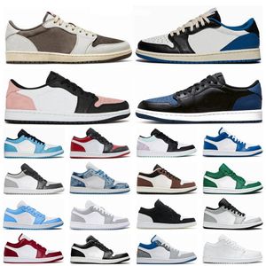 Wholesale 2022 men's and women's 1s Basketball Shoes Low Reverse Mocha 1s University Blue Sports Sneakers Size 36-46