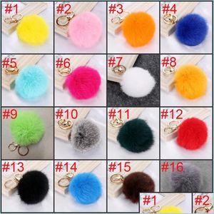 Keychains Fashion Faux Fur Keychain Fuzzy Ball Car Keyfobs Soft Gorgeous Cutest Pompom Keying Accessories Pendant Decoration Bdehome Dh91N