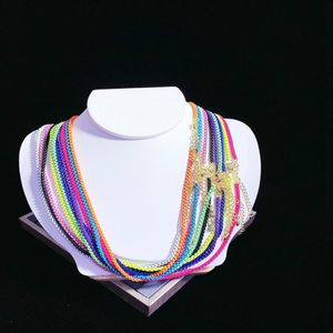 Pop Choker venda por atacado-5pcs colorido colorido de caixa de esmalte de esmalte colar colar de esmalte colar de corrente de corrente
