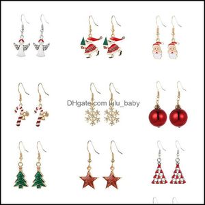 Charm Christmas Crystal ￶rh￤ngen Charm Set Style Stud Snowflake Tree Elk Bell Star Drop Dangle Earring For Girls Women de Dhseller2010 DHEF4