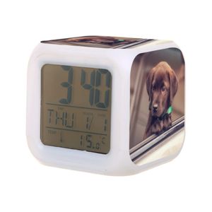 Desk Table Clocks Kids Alarm Clock Chocolate Labrador Puppy In Car Digital With Thermometer Function 7Color Night Light Fo Bdesybag Amrgb