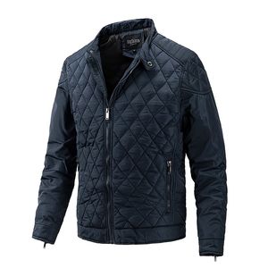 メンズフライトボンバーダイヤモンドキルティングジャケット軽量代表チームジャケット冬暖かいパッド入りコート生き抜くプラスサイズ