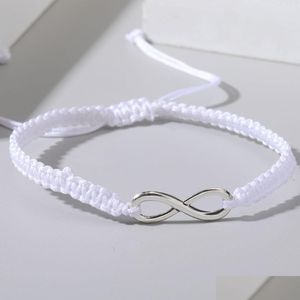 Link Chain New Digital 8 Charms Handmade Braided Bracelet For Women Fashion Black White Rope Infinity Symbo Bracelets Personality Pa Dhkks