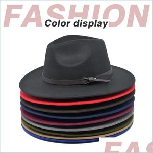 Cappelli a tesa avara Fedoras Bk Cappello da donna da uomo Cappelli Fedora in feltro per donna Uomo Donna Uomo Panama Cap Donna Uomo Jazz Caps Autunno Inverno Who Dhwrj