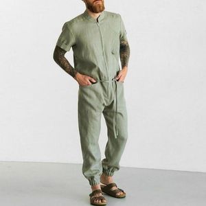 Pantaloni da uomo uomo pagliaccio a colore solido toppa tasca mezza tasche cardigan facile da indossare tute estive abiti quotidiani