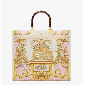 Sunshine Handbag Crossbody Bags Cowhide Hawksbill Handle Baroque Print Съемный плечевой ремень Fashion Letters Women Tote Shopping