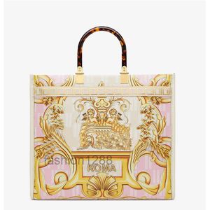 Bolsa Sunshine Bolsa tiracolo Couro de vaca Alça de bico de falcão Estampa barroca Alça de ombro removível Moda Letras Bolsa feminina Compras