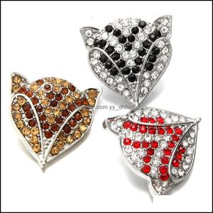 Andra snap -knappar smyckekomponent Rhinestone Animal Head 18mm Metal Snaps Knappar Fit Armband Bangle Noosa N0054 Drop DHSeller2010 DH91H