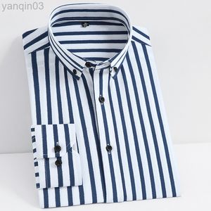 Men's Casual Shirts Men Long Sleeve Stretchy Silky Striped Dress Shirt Comfortable Soft Standard Fit Thin Fabrics Smart Casual Easy Care shirts L220907