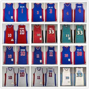 Retro -Basketball Billups Chauncey Wallace Ben Thomas Isiah Wallace Rasheed Hamilton Richard Hill Grant Dennis Joe Rodman Dumars Blue White Black