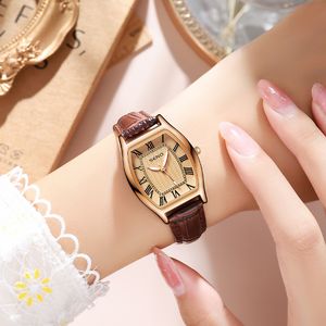 Orologi da polso da donna retrò Orologi al quarzo dal design elegante Orologio da polso impermeabile con cinturino in pelle vintage Relojes de Lujo per donna di alta qualità