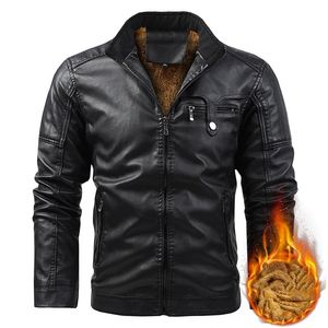 Men's Leather Faux Casual Design For Style Winter Jacket Men'S PU Black Brown Classic Vintage Plus Velvet Thick Warm Suede Coat 220907