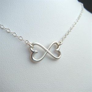 Wholesale open heart necklace resale online - 5PCS Outline Open Two Love Hearts Necklaces Geometric Wire Wrapped Horizontal Double Heart Infinite Infinity Necklaces for Women2716