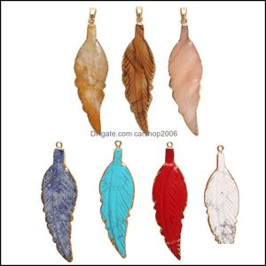 Pendant Necklaces Natural Feather Pendant Necklace Angel Wing Pendants Women Fashion For Bracelet Necklaces Earring Jewelry Making Dr Dhw7V