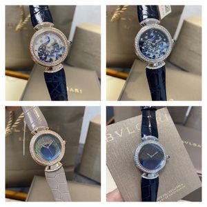 Montre de Luxe Womens Watches 30mm輸入されたスイスクォーツムーブメントファインスチールケースレザーストラップダイヤモンドウォッチ腕時計