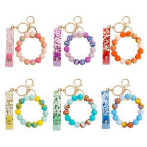 Keychains Sile Beads Bracelets Keychain Never Lost Key Ring Gifts For Mama Grandma Sisters Friendship Gift No Touching Clip Design Dr Dh9Ee