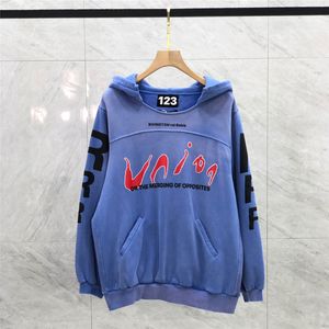 Blue Tie Dye Washed Oversized Hoodie Men Woman Unisex Best-Quality Patchwork Heavy Fabric Casual Hooded