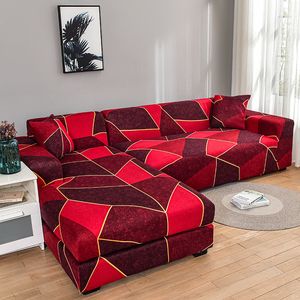 Stuhlhussen Stretch-Sofa für Wohnzimmer, geometrischer Schonbezug, elastische Couch, verschiedene Formen, L-förmig, Staubschutz 220906