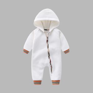 Kinder Designer Strampler Herbst Winter Neugeborenen Fleece Verdickung Pullover Baby Junge Mädchen Top Qualität Langarm Baumwolle Kleidung mit Kapuze Overalls