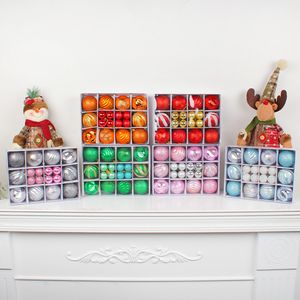 Weihnachtskugeln, 6 cm, 3 cm, Kunststoff, galvanisch beschichtet, bemalte Weihnachts-Hängekugeln für Urlaub, Hochzeit, Party, Dekoration