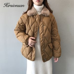 Damen Daunenparkas Hirsionsan Umlegekragen Mantel Damen Elegante Winterjacken Koreanische Vintage Stepppuffer Hochwertige Warme 220906