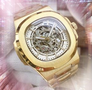 豪華な自動機械ムーブメントウォッチ40mm 904Lステンレス鋼メンズスクエアダイヤル最高品質高品質のホロエディアウトデザイン腕時計ギフト