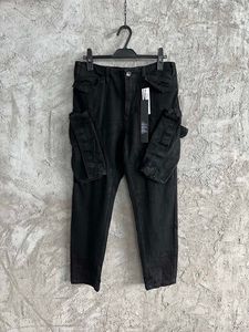 Nya herrar stora fickjeans designer stil vintage hantverk byxor