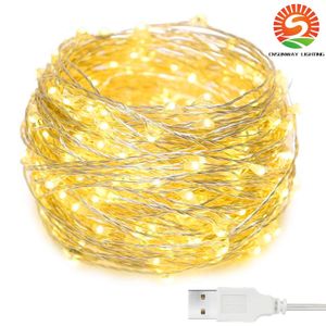 CNSUNWAY 12M 120LED String Lights USB Powered Warm White Fairy Lights IP65 Waterproof Wire Plug Outdoor/Indoor Firefly Light Bedroom Christmas Party Wedding Garden