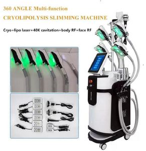 Kraftfulla 5 handtag 360 Cryo Fat Freeze Slimming Machine RF Laser Cavitation Viktminskning Skönhetsutrustning Dubbelhaka Handla Cryoskins Cryoterapi Device